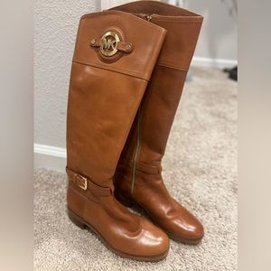 sold !!! New  MICHAEL KORS STOCKARD LEATHER TALL RIDING BOOT SZ 6 M Brown